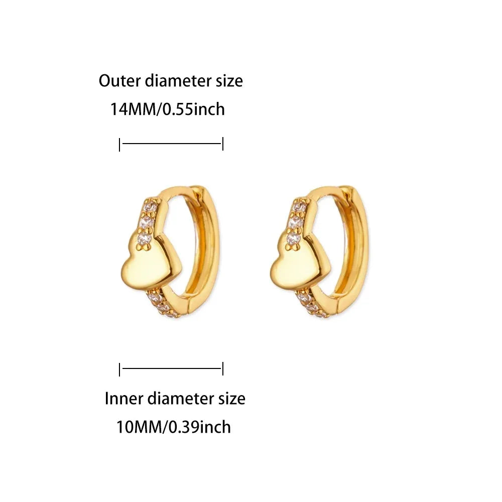 Golden Zircon Heart Earrings