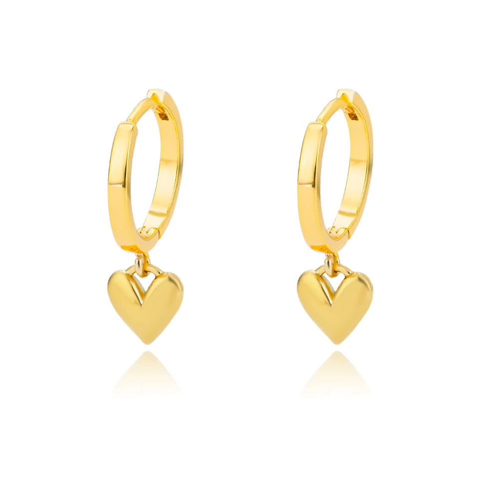 Golden Zircon Heart Earrings
