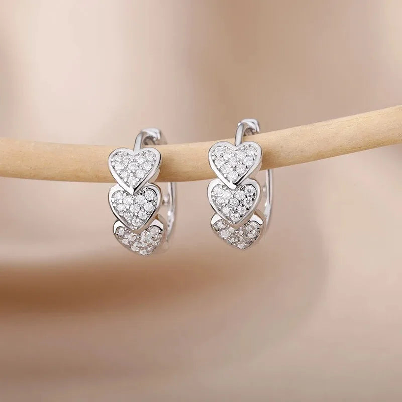 Golden Zircon Heart Earrings