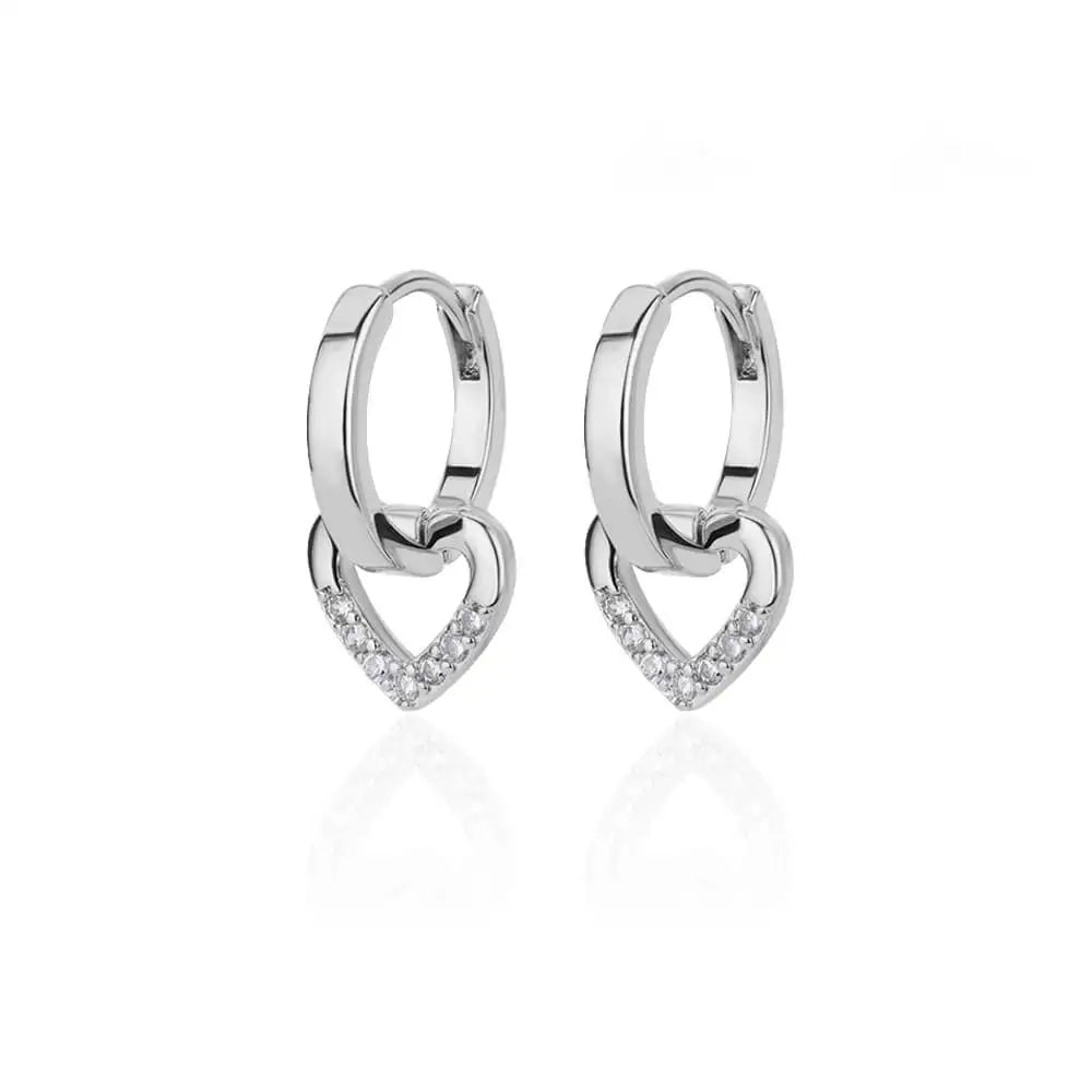 Golden Zircon Heart Earrings
