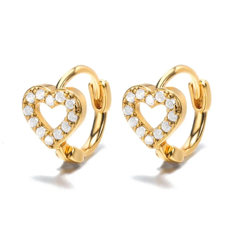 Golden Zircon Heart Earrings