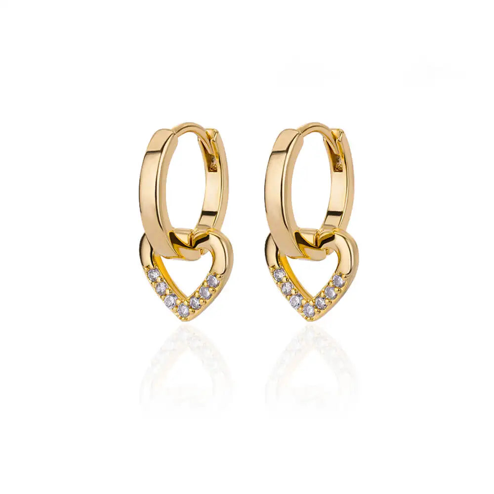 Golden Zircon Heart Earrings