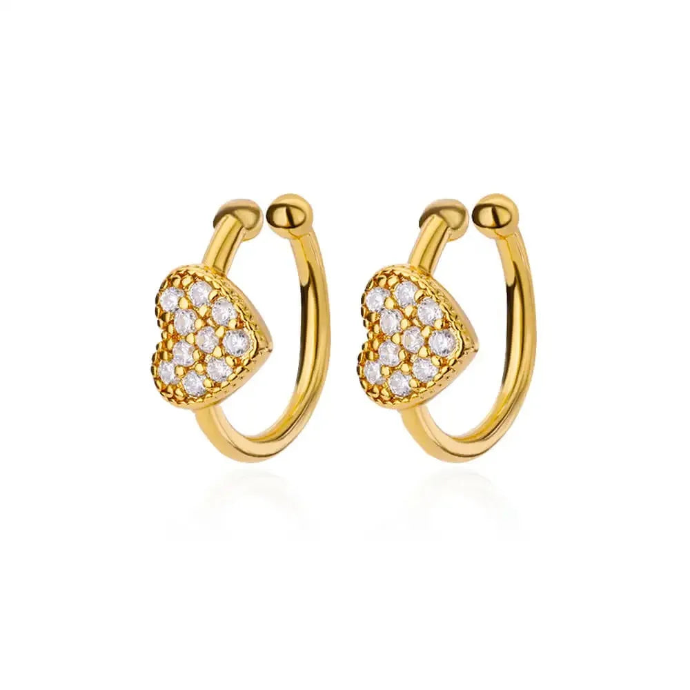 Golden Zircon Heart Earrings