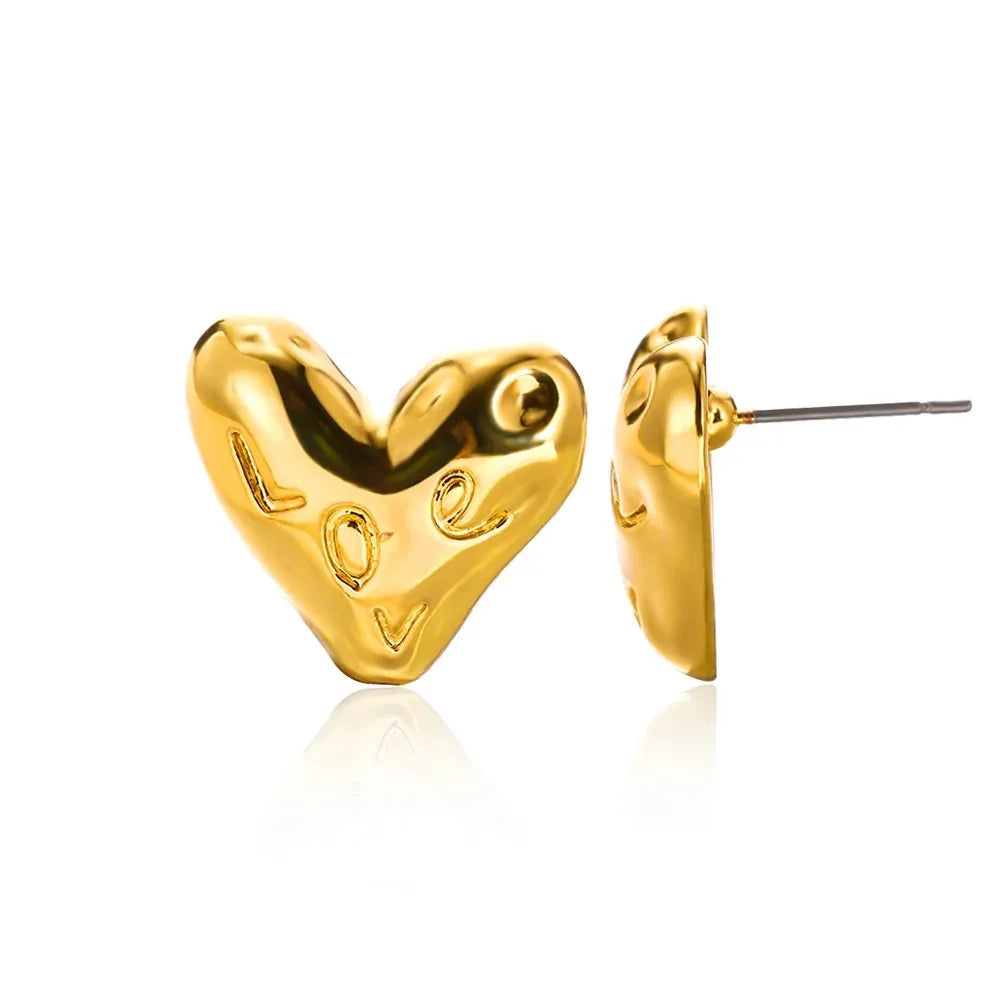 Golden Zircon Heart Earrings