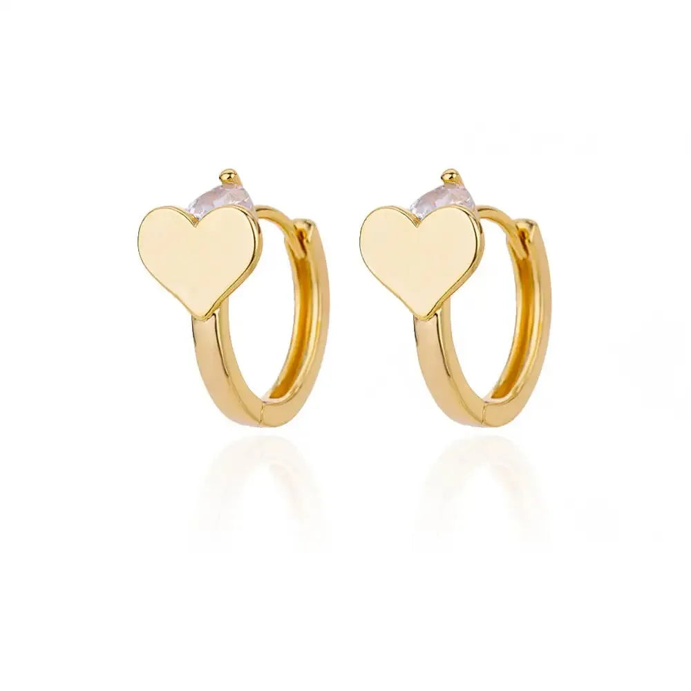 Golden Zircon Heart Earrings