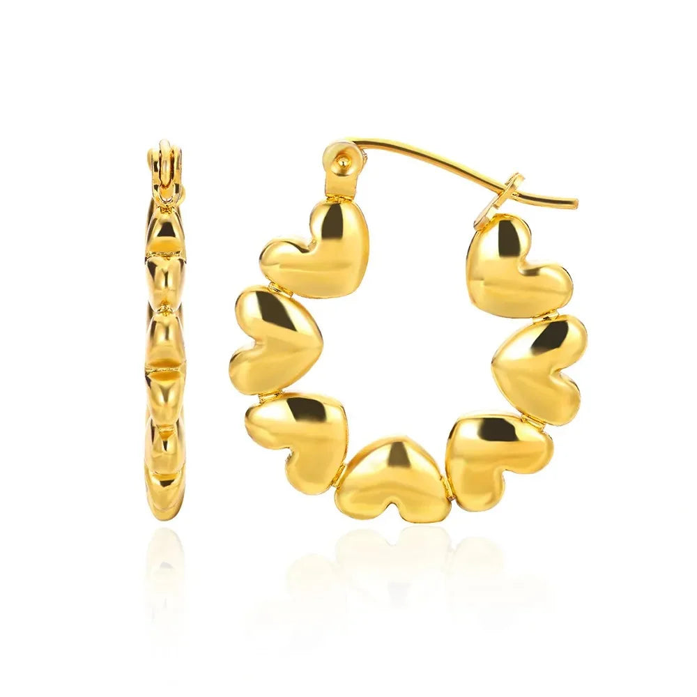 Golden Zircon Heart Earrings