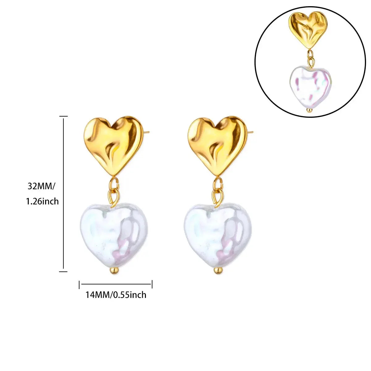 Golden Zircon Heart Earrings