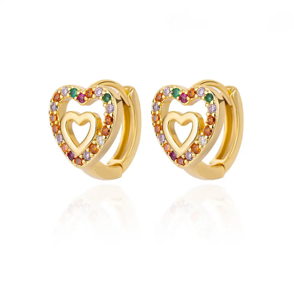 Golden Zircon Heart Earrings